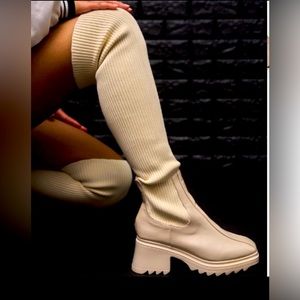 Crème Stretch Knee Boots